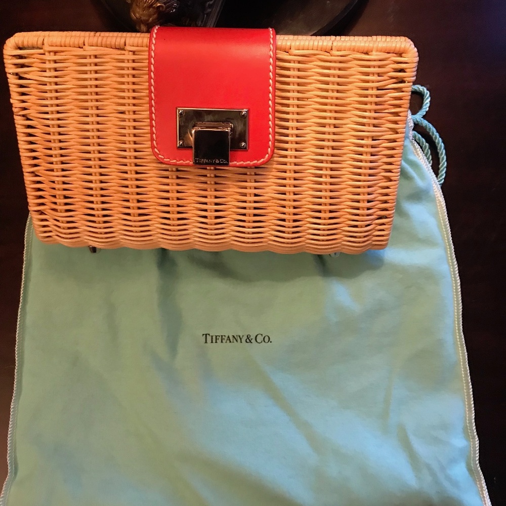 Tiffany & Company rattan and leather handbag